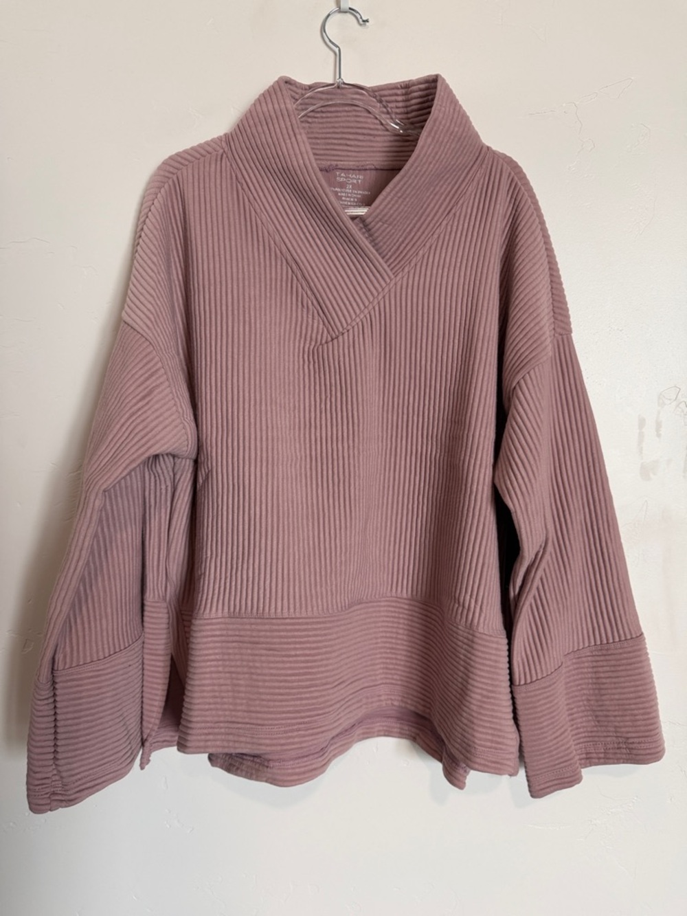 Tahari Ribbed Cowl Neck Sweater in Mauve